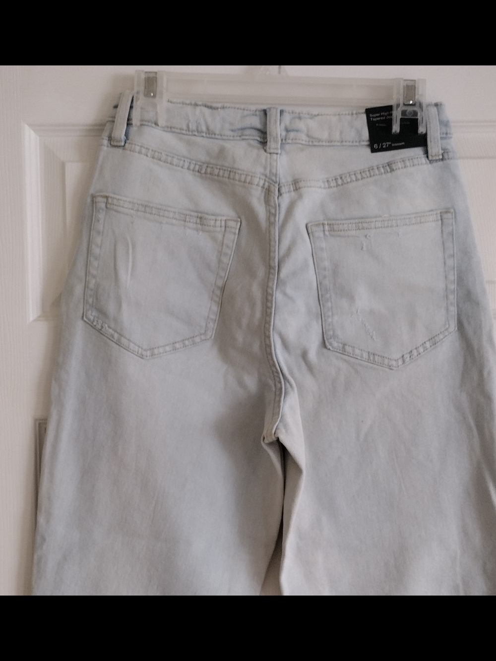 Light Blue Washed Denim High-Rise Tapered Jeans - Picture 8 of 9